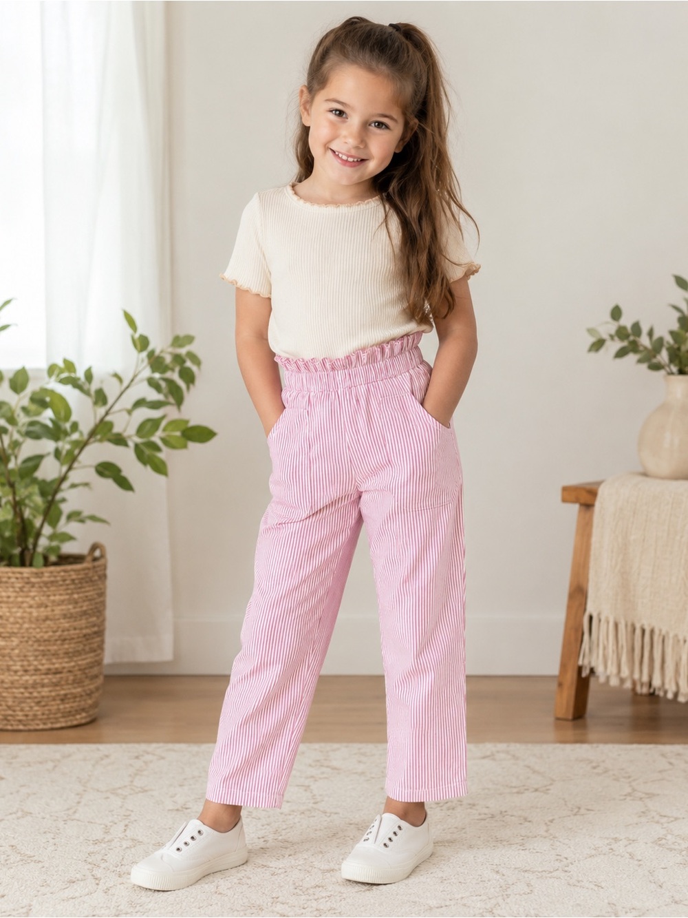 Mini Boden Girls Pink Striped Pants Size 5Y / 110 cm